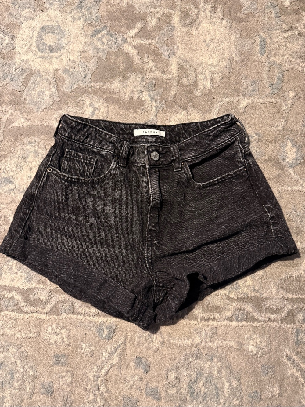 PacSun Washed Black High-Rise Denim Shorts